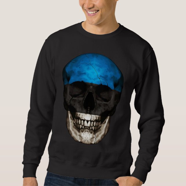 Sudadera Estonia Flag Skull Estonian Roots Proud Patriotic (Anverso)