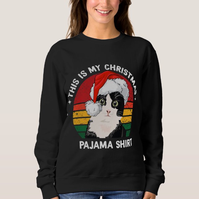 Sudadera Estos son mis Navidades Pajama Shirt Black Cat Xma (Anverso)