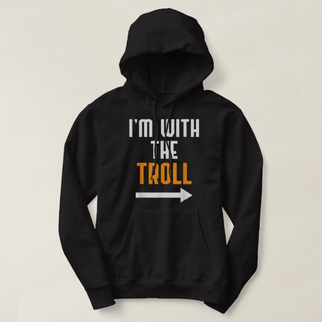 Sudadera Estoy con la divertida pareja de Halloween de Trol (Diseño del anverso)