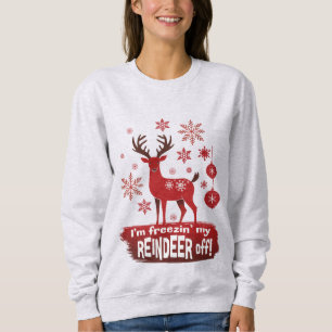 Sudadera Estoy congelando mi reno del Monocromo Rojo