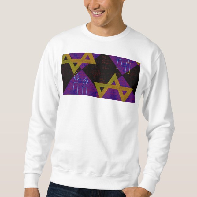 Sudadera Estrella feliz de Hanukkah de David menorah de Sli (Anverso)
