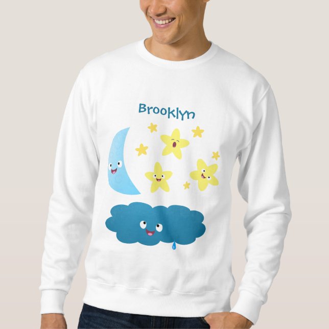 Sudadera Estrellas de canto, personalizado de luna y nube (Anverso)