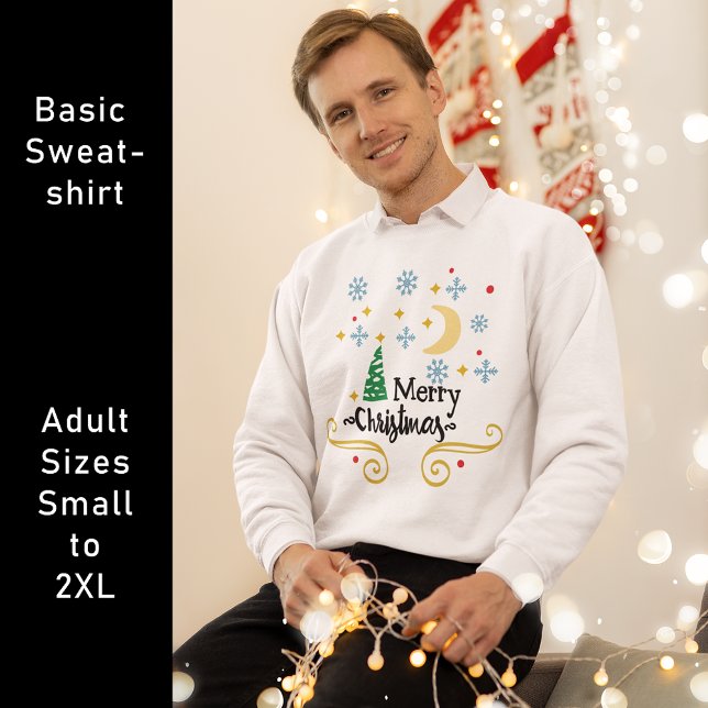 Sudadera Estrellas, luna, copos de nieve y Feliz Navidad, Z (Stars, Moon, Snowflakes, and Merry Christmas, ZSG Sweatshirt)