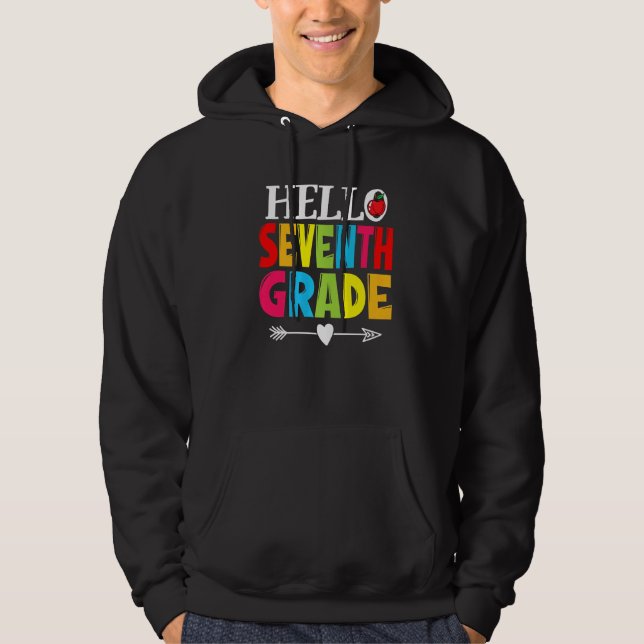 Sudadera Estudiante Docente Hola Séptimo Grado De Vuelta A  (Anverso)