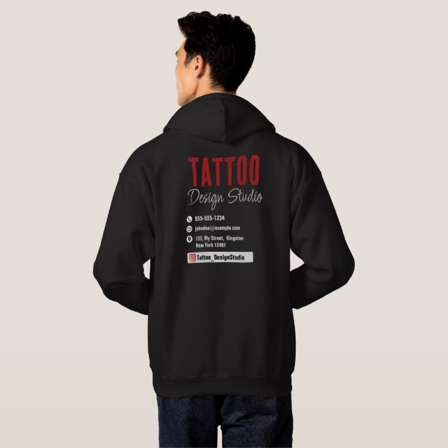 Sudadera Estudio de artistas de tatuaje de moda: negro y ro (Reverso completo)