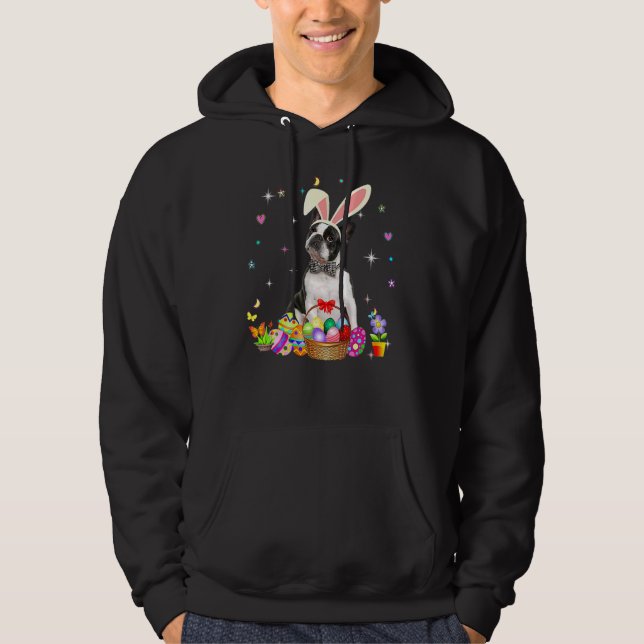 Sudadera Estupendo Boston Terrier Easter Day Bunny Eggys Pa (Anverso)