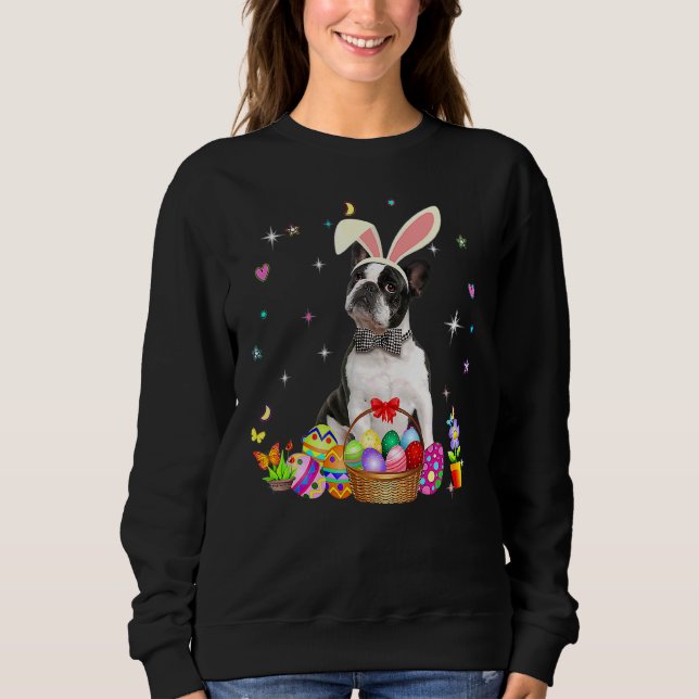 Sudadera Estupendo Boston Terrier Easter Day Bunny Eggys Pa (Anverso)