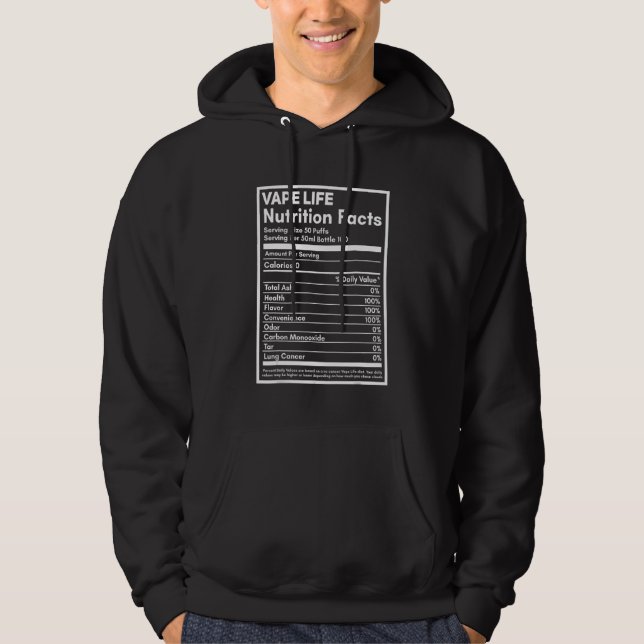 Sudadera Etiqueta de datos nutricionales de Vape Life (Anverso)