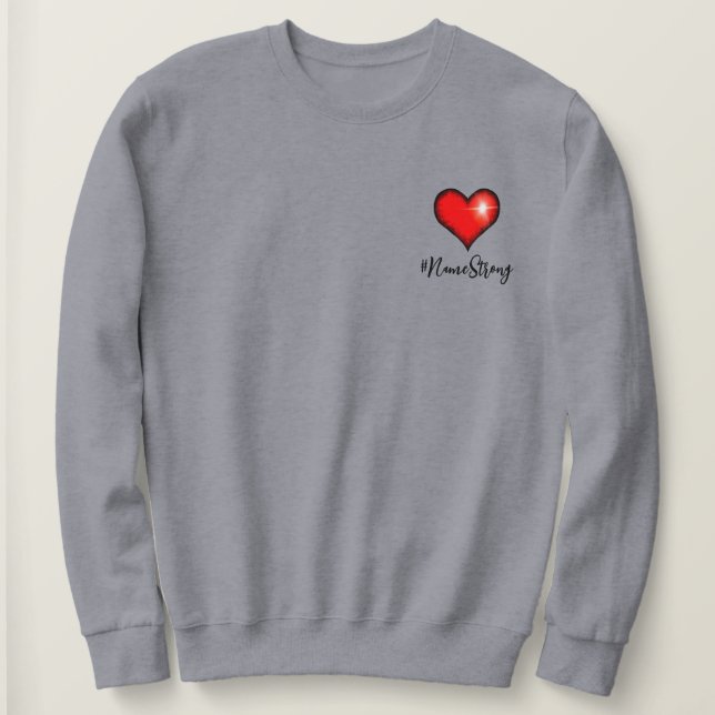 Sudadera Etiqueta personalizada #Strong | Corazón rojo (Anverso del diseño)