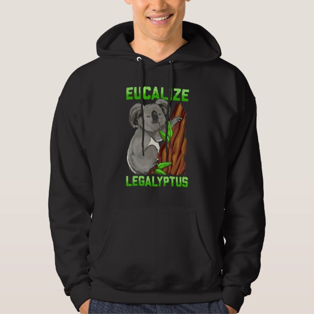 Sudadera Eucalize Legalyptus Stoner Koala Bear Pun Meme (Anverso)