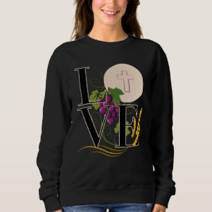Sudadera Eucaristía AMOR Tipografía Anfitrión Trigo Uvas