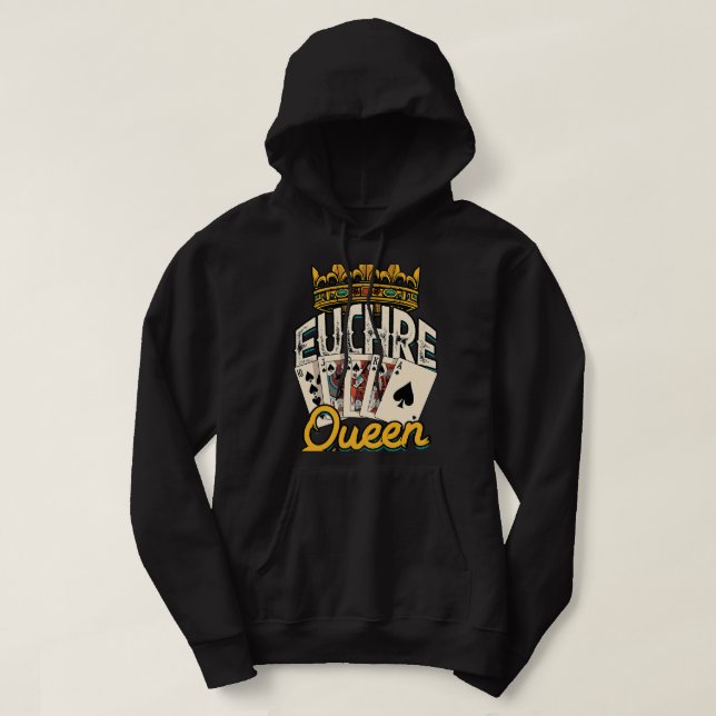 Sudadera Euchre Queen Casino Night Poker Spades y Mahjong (Diseño del anverso)