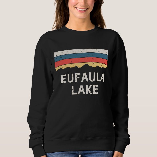 Sudadera Eufaula Lake Souvenir Fishing Retro Map  Oklahoma (Anverso)