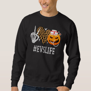 Sudadera Evans Peace Love Pumpkin Funny Halloween Leopard