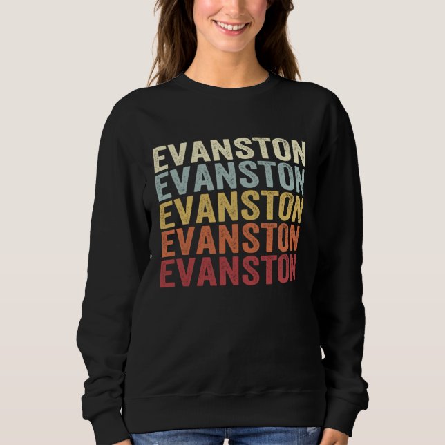 Sudadera Evanston Wyoming Evanston WY Retro Vintage Text (Anverso)