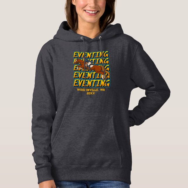Sudadera Evento de caballo personalizado Evento o ubicación (Anverso)
