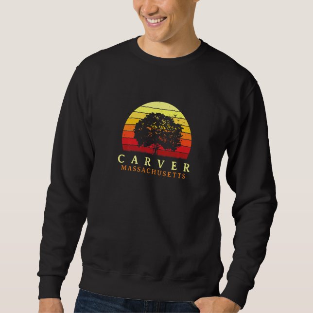 Sudadera Evergreen Sunset Carver Oak Tree Massachusetts Bur (Anverso)