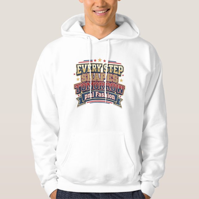 Sudadera Every Step Shapes Tomorrow Tipografía Varsity (Anverso)