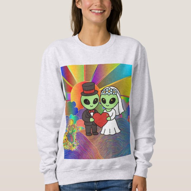 Sudadera Everyday Alien Bride and Groom Retro Neon Galactic (Anverso)