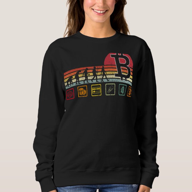 Sudadera Evolución de Bitcoin Btc Criptomoneda Cadena de Bl (Anverso)