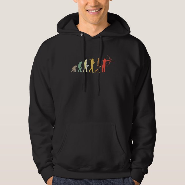 Sudadera Evolución del tiro con arco retro para arqueros (Anverso)