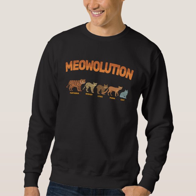 Sudadera Evolution Of Cats  Meowolution  Tiger Ocelot Lynx  (Anverso)