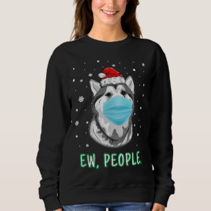 Sudadera Ew People Navidades Husky Dog Usando Máscara Santa