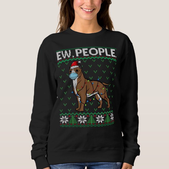 Sudadera Ew People Pitbull Face Mask Santa Dog Ugly Christi (Anverso)