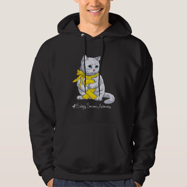 Sudadera Ewings Sarcoma Awareness Month Yellow Ribbon Cat (Anverso)