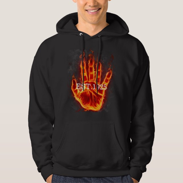 Sudadera Exclusiva mano de disparo de diseño EST 1925 negro (Anverso)