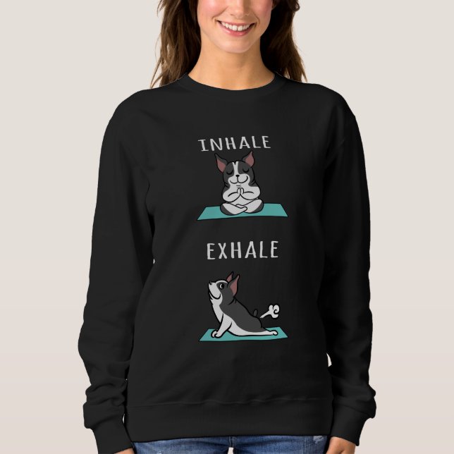 Sudadera Exhalación de inhalación de yoga de Boston Terrier (Anverso)