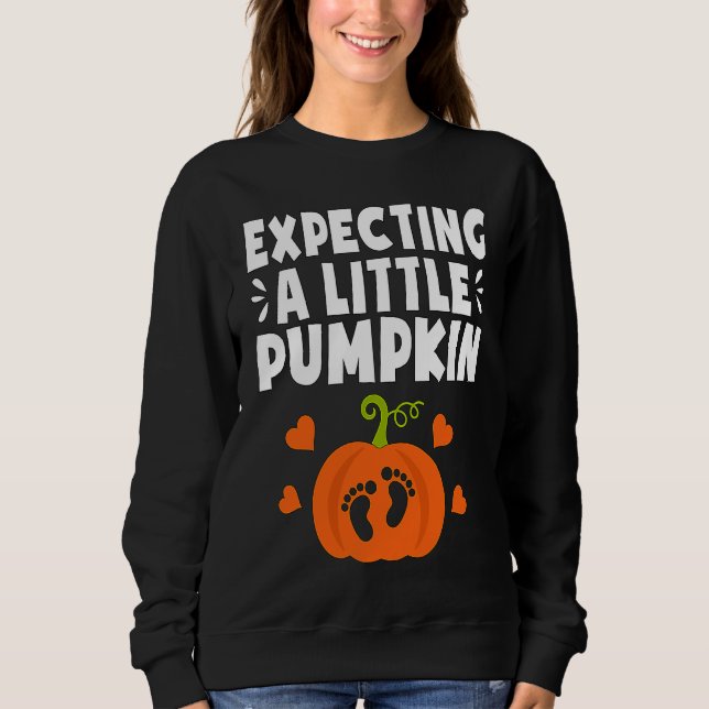 Sudadera Expecting A Little Pumpkin Halloween Pregnant Mom  (Anverso)