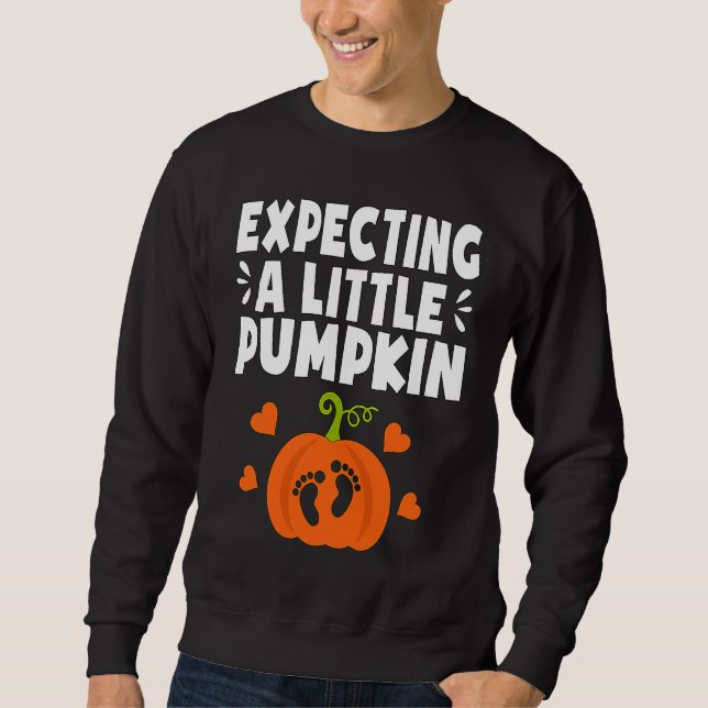 Sudadera Expecting A Little Pumpkin Halloween Pregnant Mom  (Anverso)