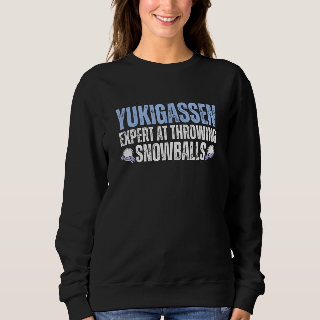 Sudadera Experto en Yukigassen Lanzando Bolas de Nieve (Anverso)