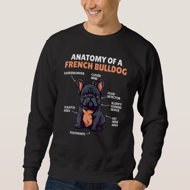 Sudadera Explicación de perros lindos Anatomía de un Bulldo (Anverso)