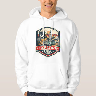 Sudadera Explora USA Ruta 66 Camiseta con Insignia de Viaje