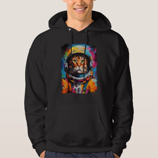 Sudadera Exploración espacial Pop Art Naranja Ginger Cat (Anverso)