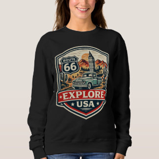 Sudadera Explore USA Ruta 66 Insignia de Viaje Vintage