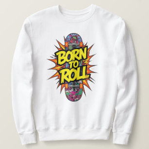 Sudadera Explosión de cómic de skateboard "Born to Roll"