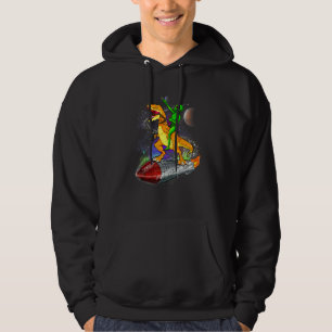 Sudadera Extraterrestre montando dinosaurio en cohete en el