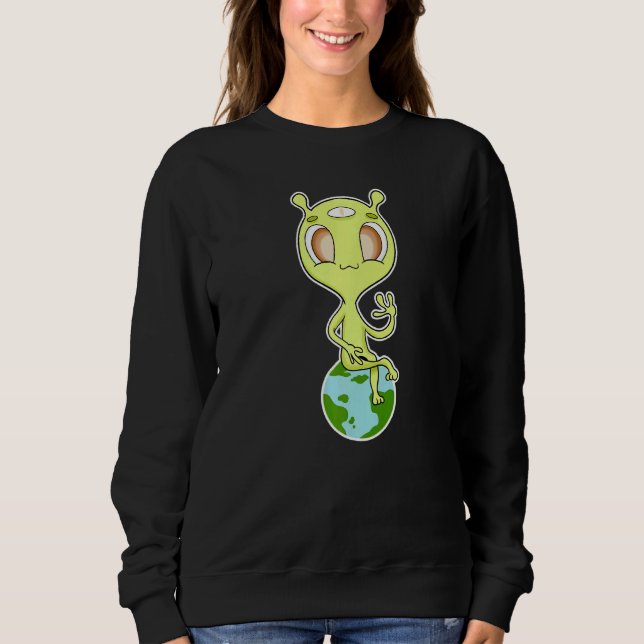 Sudadera Extraterrestre Sentado En La Tierra   (Anverso)