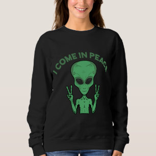 Sudadera Extraterrestre Verde Vengo En Paz Ovni Extraterres