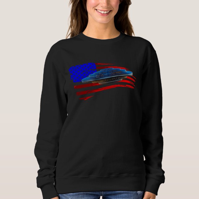 Sudadera Extraterrestrial Space Craft American Flag Men Wom (Anverso)