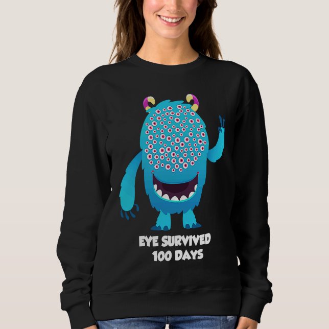 Sudadera Eye survived 100 days of school 100th day of schoo (Anverso)