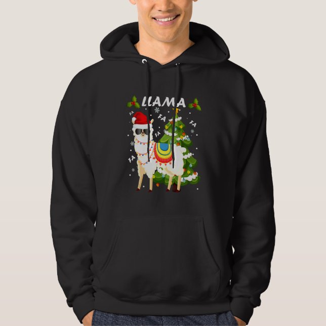 Sudadera Fa Fa Fa Llama Santa Hat Navidades Alpaca Amantes  (Anverso)