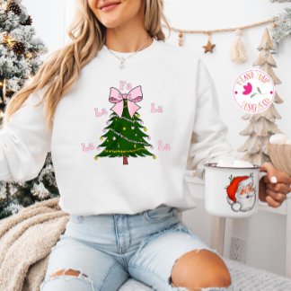 Sudadera Fa La Coquette Pink Bow Christmas Tree