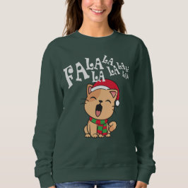 Sudadera Fa La La La La Navidad Gato cantando camiseta