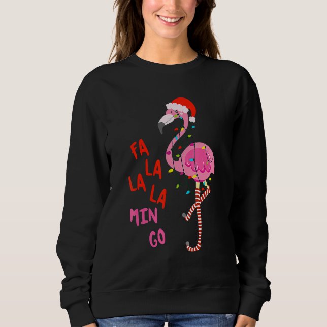 Sudadera Fa La La La Mingo Flamingo For Christmas Xmas Paja (Anverso)