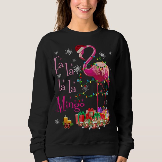 Sudadera Fa La La La mingo Flamingo para Navidades Navidad (Anverso)