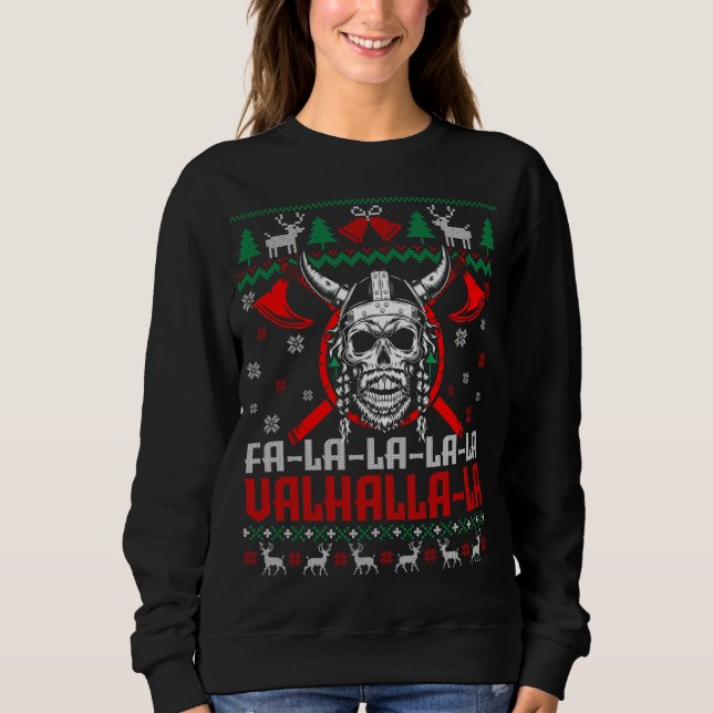 Sudadera Fa-La-La-La-Valhalla-La-Funny Viking God Ugly Xmas (Anverso)